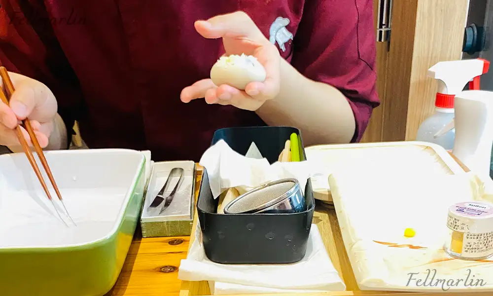彰化 綠11 和洋菓子 - 練り切り 和菓子 的現場製作過程